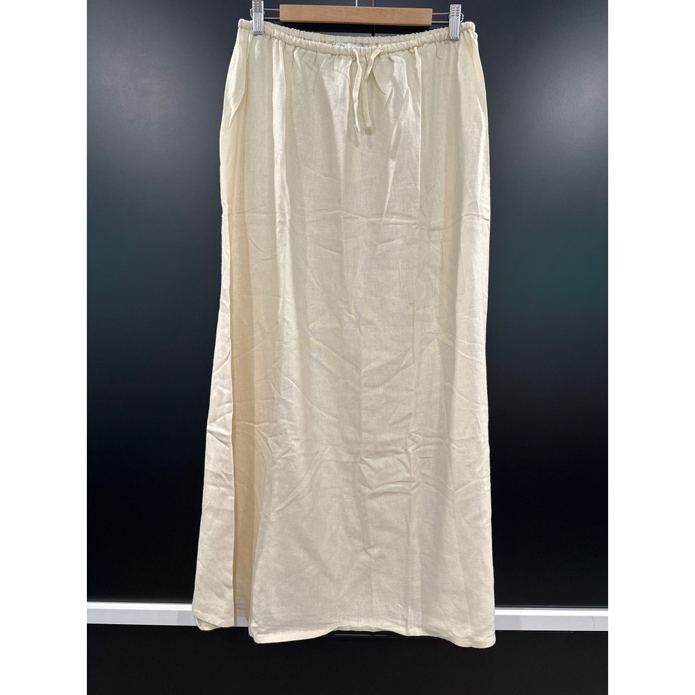 WeWoreWhat Tie Waist Skirt Antique White Linen Blend Maxi WWB89-02 Womens Medium